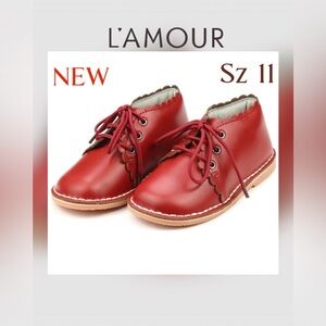LAMOUR NEW SZ 11 red Georgie Scalloped Lace Up Boot